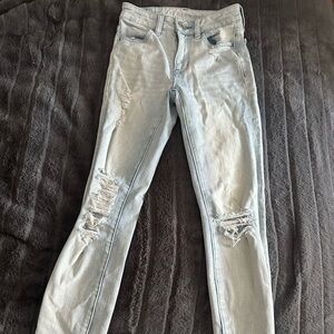 American Eagle Outfitters Light Blue Ripped Skinny Jeans